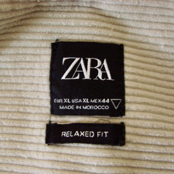 Zara Cream Beige Corduroy Shirt Jacket Relaxed Fit Snap Front Size XL - Picture 5 of 15